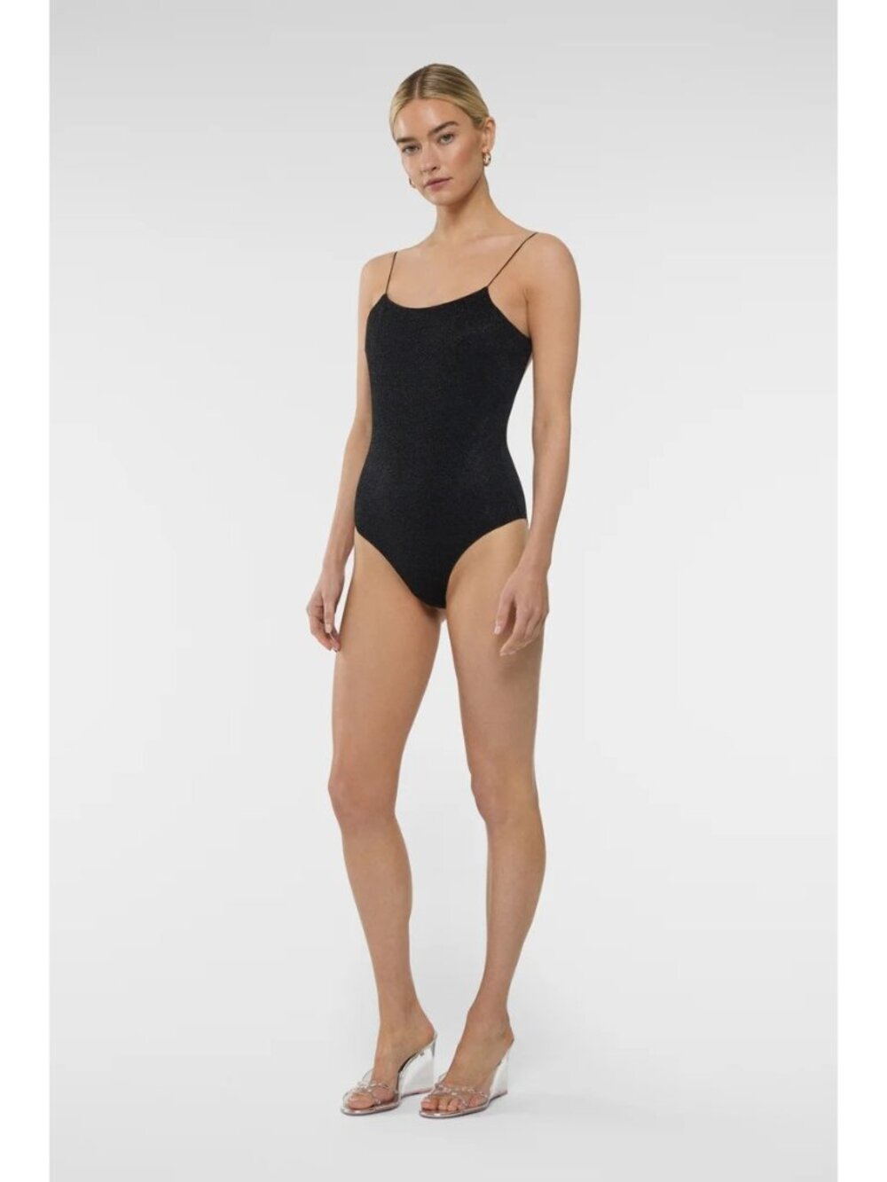 Oseree Lumière Maillot Swimsuit Black Lurex XL NWT
